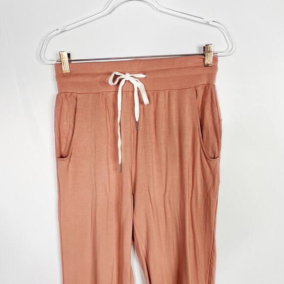 La Miel Poppy Drawstring Sweat Pants Lounge Medium M Pockets Lisle Stretch - Picture 3 of 10